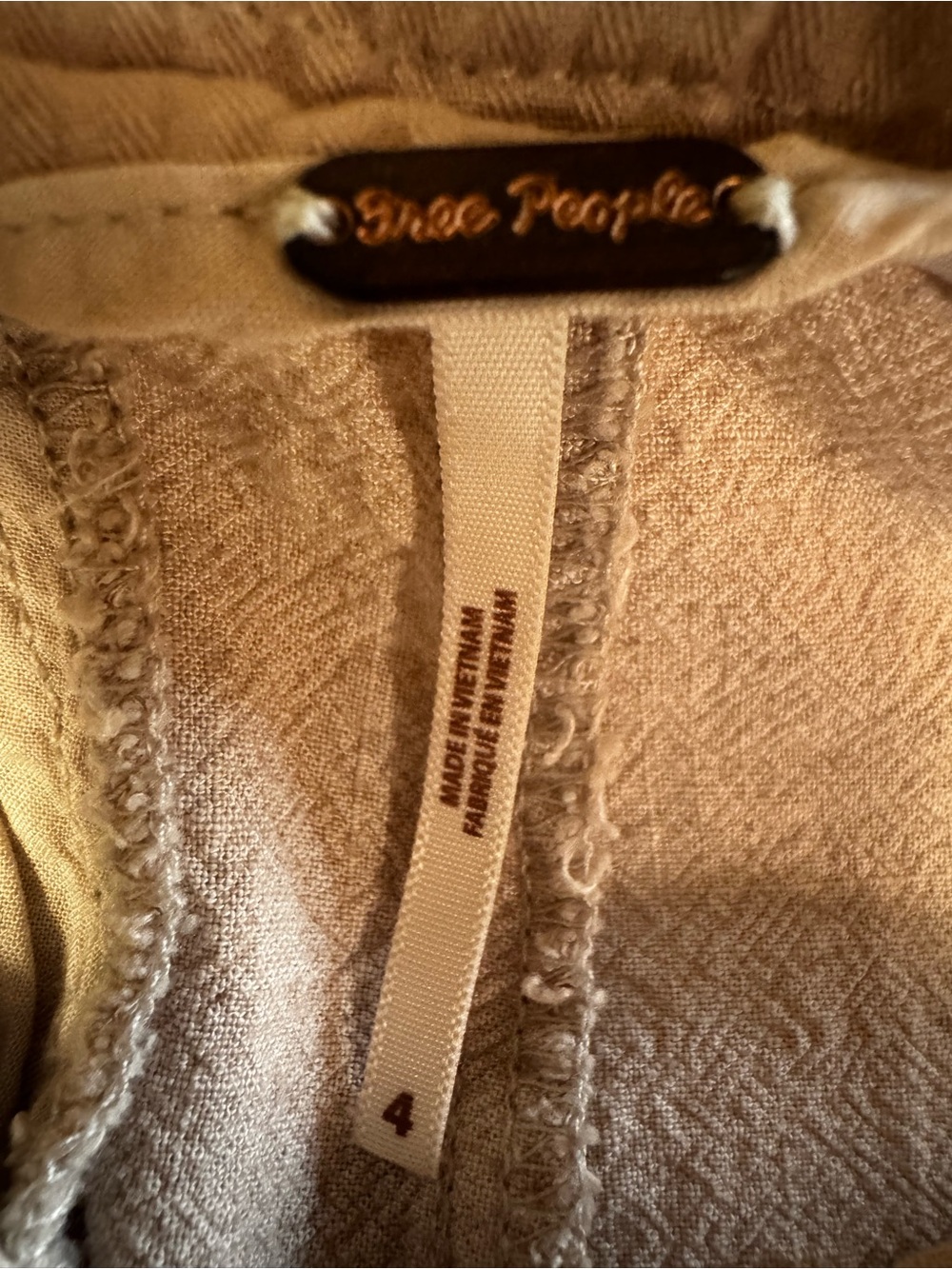 Free People Viscose Linen Relaxed Women’s Trousers Cream Size 4 - Picture 7 of 11